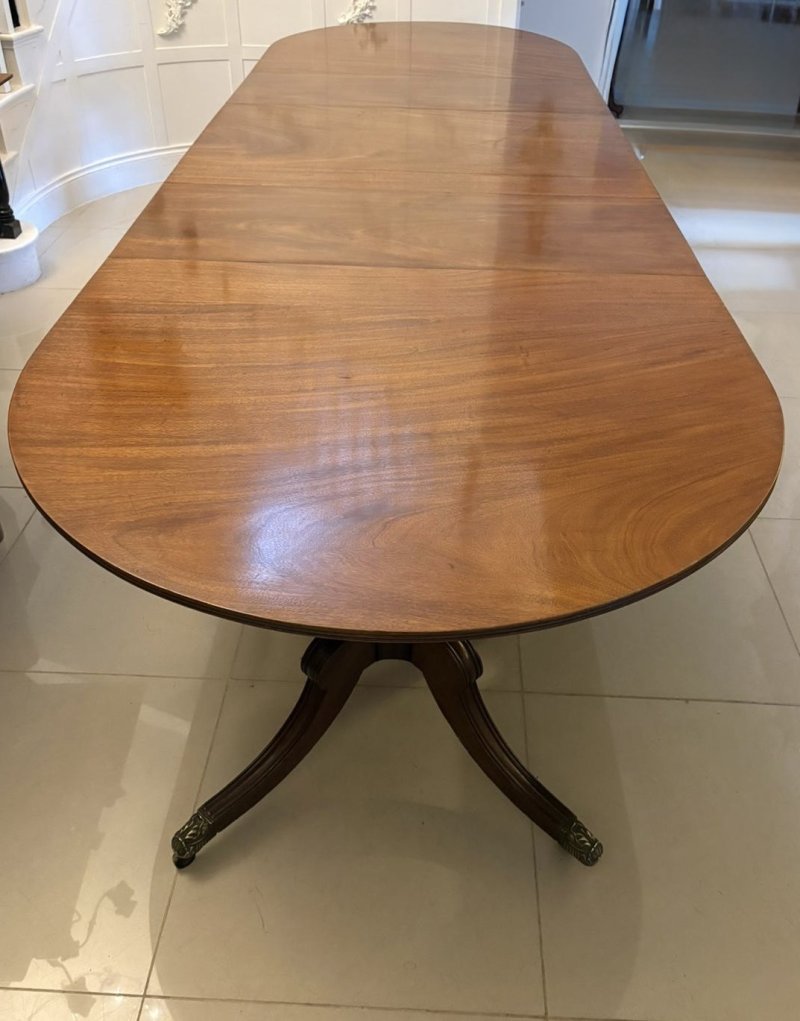 Antique Georgian Three Pillar Mahogany Extending Dining Table 16 Seater